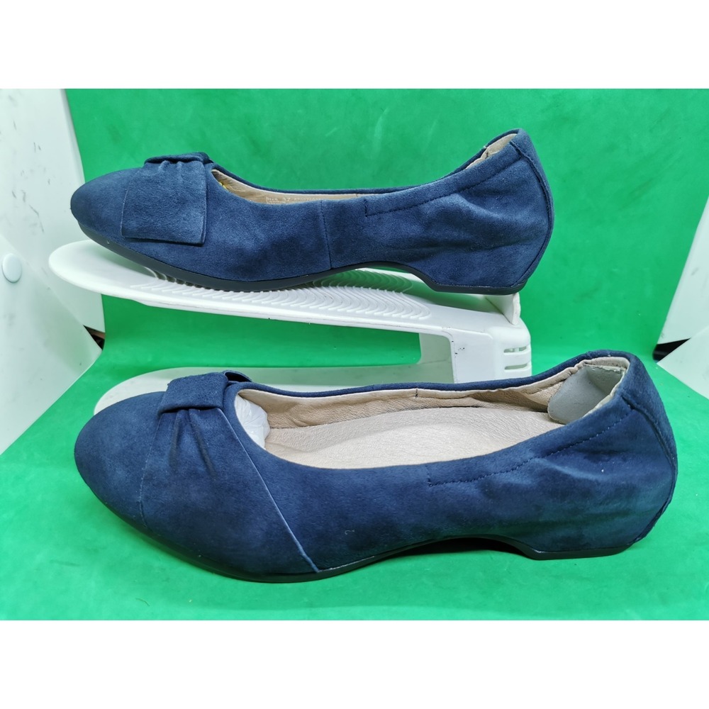 Dansko Lina Ballet Flats Loafers Shoes Womens Size 6.5 US 37 EU Navy Blue Suede - Picture 2 of 16